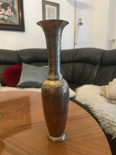 Messingvase mit gravur - messingvase,