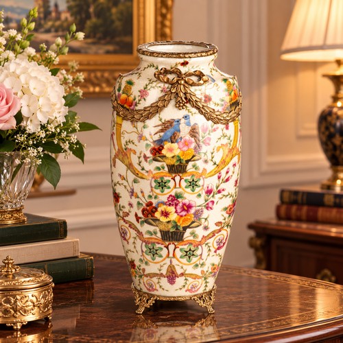 Porzellanvase mit bronze - bronze, –