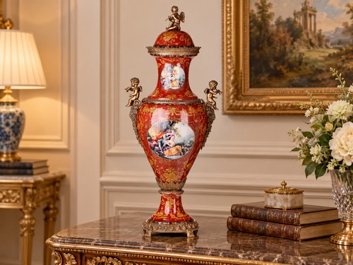 Große prunkvase aus porzellan - prunkvase,