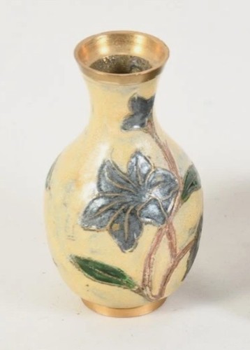 Messing vase mit email dekor - messing-vase, email-dekor