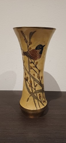 Messing vase emailliert - -,