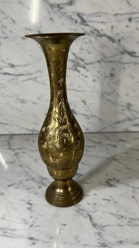 Messing vase graviert floral - messing,